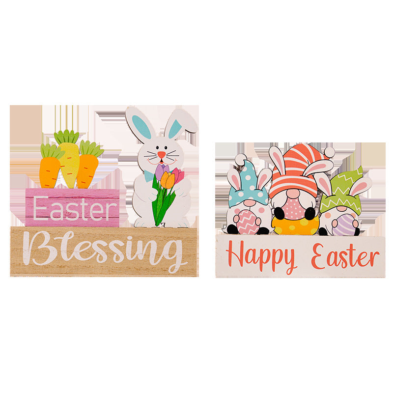 Two Easter-themed wooden signs with decorative elements and text.