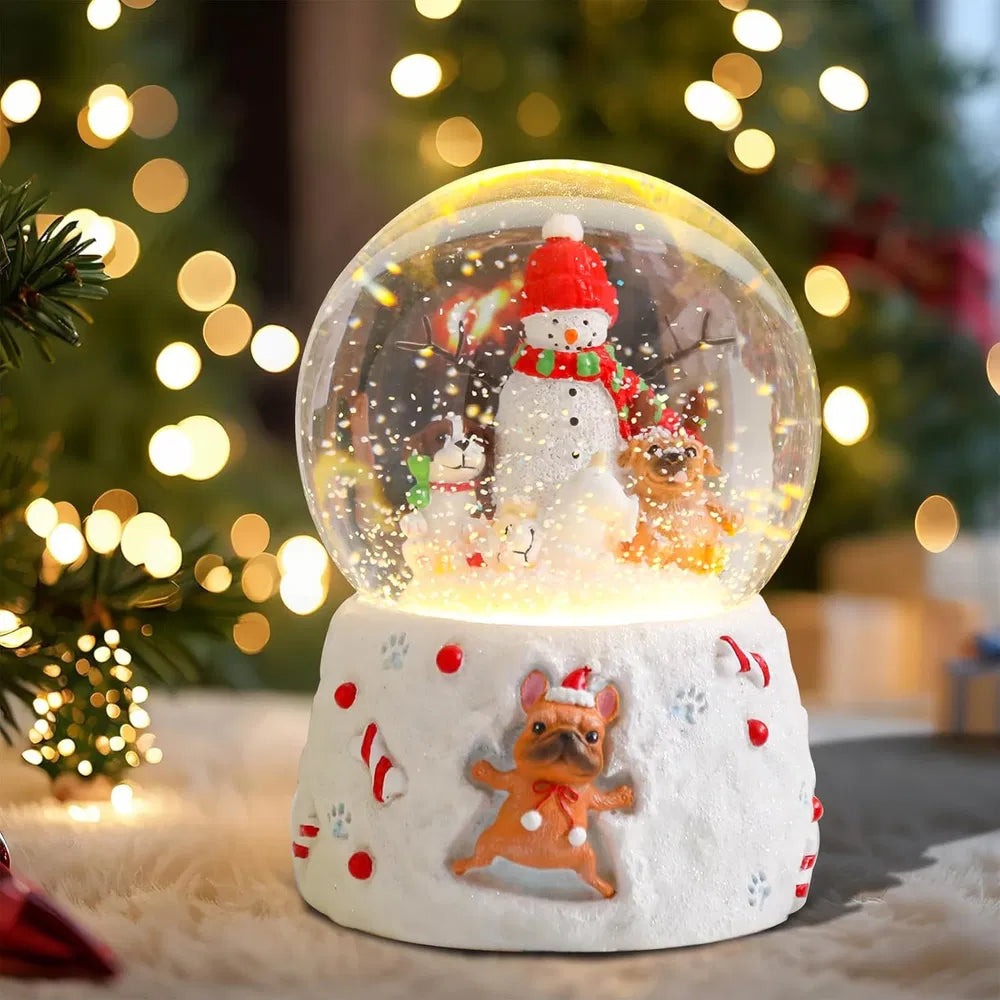 Christmas Snow Globe with Music – Gingerbread Village, 8 Songs, Color-Changing LED