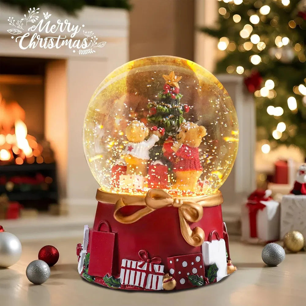 Christmas Snow Globe with Music – Gingerbread Village, 8 Songs, Color-Changing LED