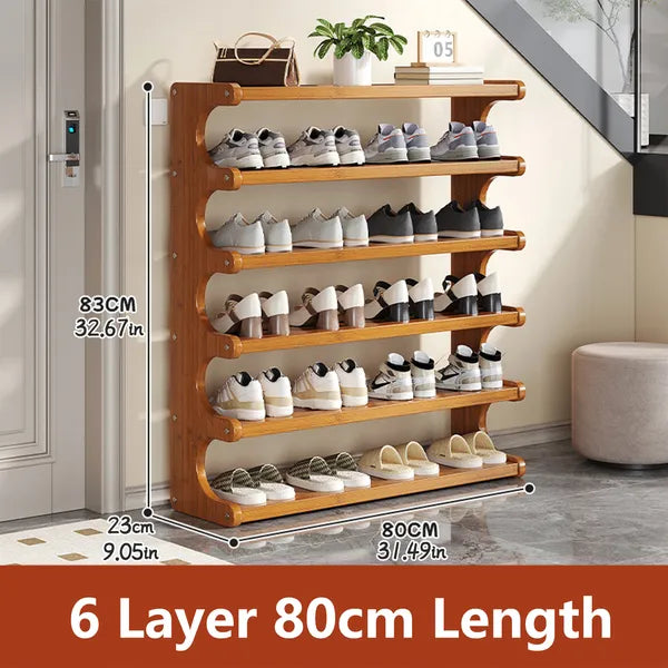 Multi-Layer Shoe Rack with Wood Grain Finish — Space-Saving Cubic Storage Organizer
