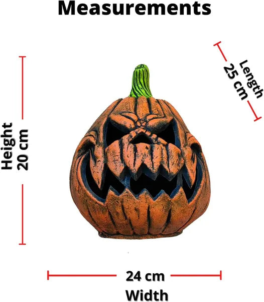 Decorative pumpkin with measurements on a white background