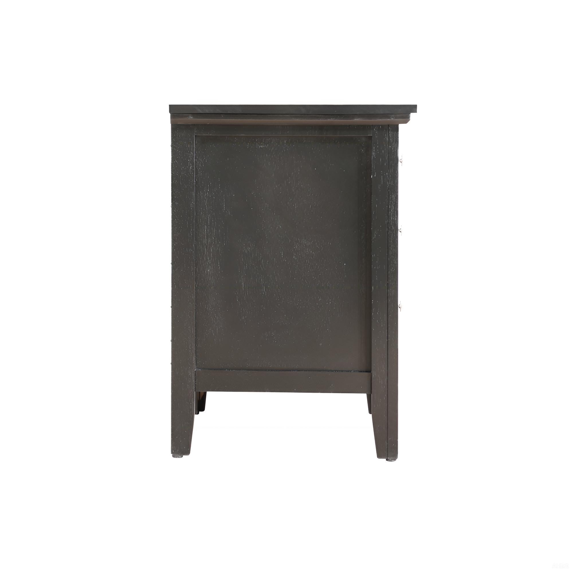Dark wooden nightstand on a white background