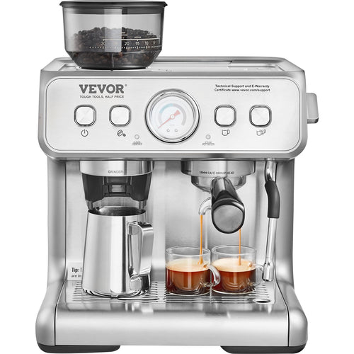 15-Bar Semi-Automatic Espresso Machine with Built-In Grinder, Milk Frother & PID Control