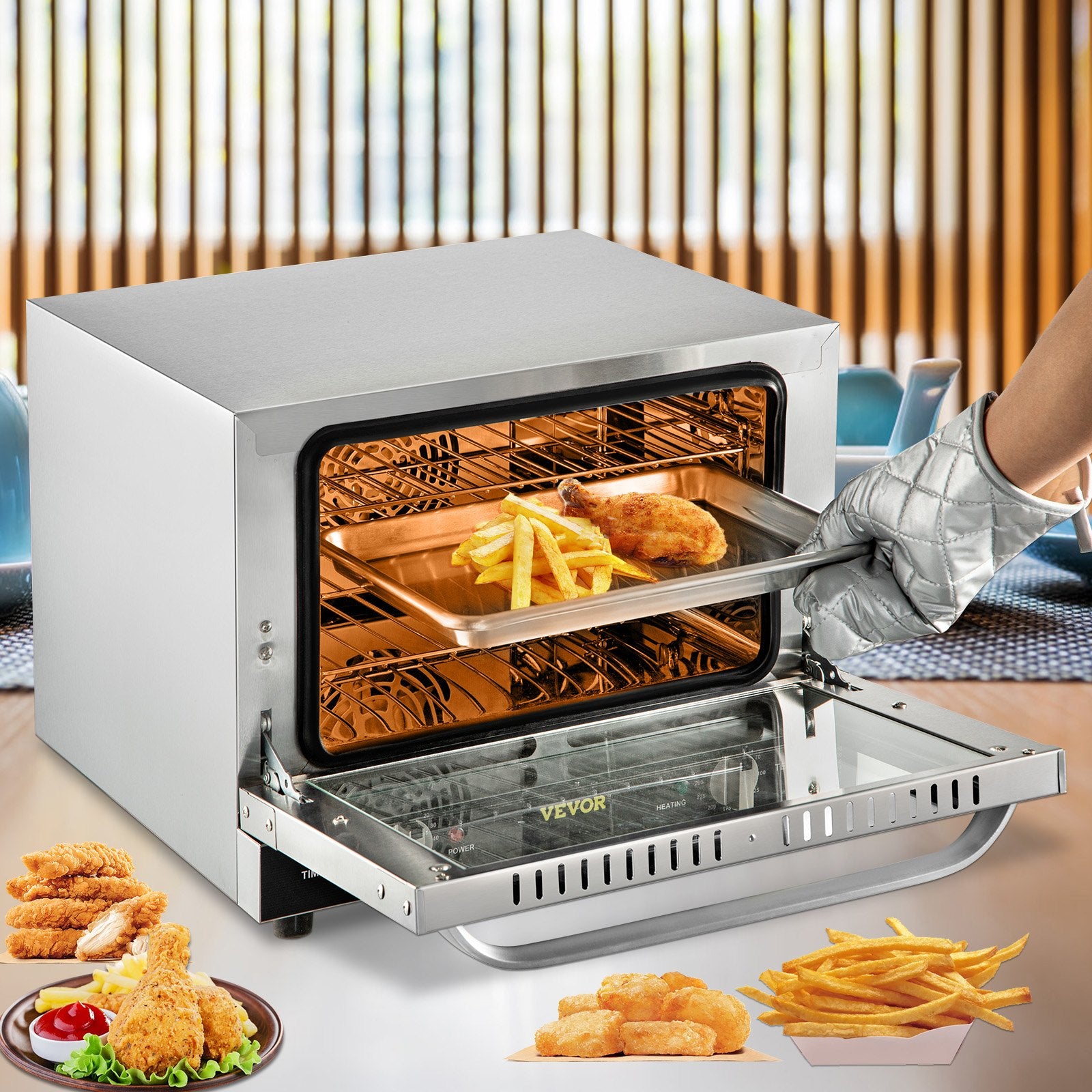 Commercial Countertop Convection Oven – 21L / 19Qt, 1440W, 3-Tier, ETL Listed | Silver