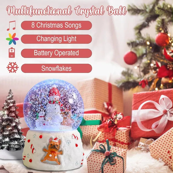 Christmas Snow Globe with Music – Gingerbread Village, 8 Songs, Color-Changing LED